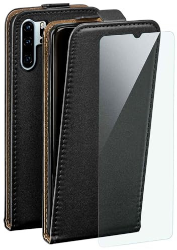 moex Flip Case für Huawei P30 Pro/P30 Pro New Ed Hülle, PU Lederhülle, Klapphülle, Handytasche, Schutzhülle mit Schutzfolie, Handyhülle klappbar, 360 Grad Rundum-Schutz - Schwarz