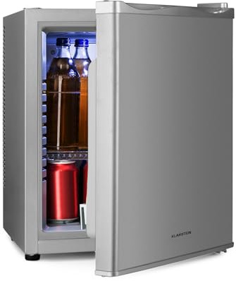 KLARSTEIN Mini Fridge for Bedrooms, Food, Drinks, Beer & Skincare Fridge Cooler, Interior Lighting Drinks 30L Table Top w/Adjustable Shelves, Quiet & Small For Home & Office