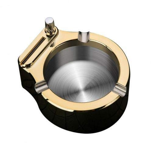 Cenicero Retro de Metal Diez mil Partidos Encendedor de Escritorio Decoraciones Gadgets para Hombres (Color : Golden)