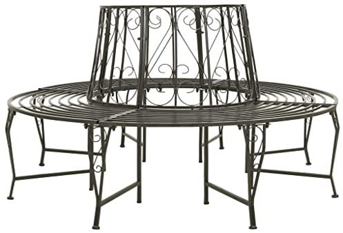 vidaXL Garten Baumbank Witterungsbeständig Rundbank Gartenbank Gartenmöbel Bank Sitzbank Parkbank Metallbank Terrassenbank 160cm Stahl