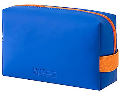 LEUCHTBOX Kleine Kosmetiktasche wasserdichte Wash-Bag für Frauen Kulturtasche Make-Up Bag PU-Kunstleder Candy Bag Style Knallige Farben (Blau)