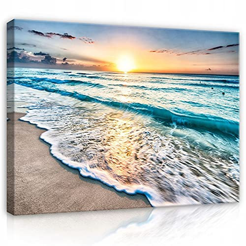 WallArena - Leinwand Bilder - Meer Strand Nordsee - 60x40 cm Leinwandbilder - Bild auf leinwand - Wandbild XXL groß Wandbilder für Wohnzimmer Schlafzimmer Wohnzimmerbilder Modern