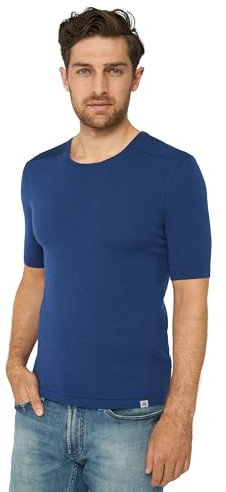 DANISH ENDURANCE Merino Shirt Herren, Kurzarm Funktionsshirt, Atmungsaktiv & Temperaturregulierend, Blau, XXL