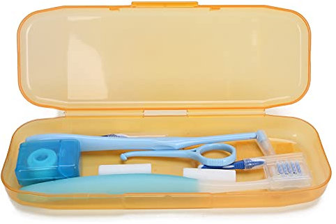Kit de Cuidado Bucal de Ortodoncia para Aparatos Ortopédicos, Juego de Higiene Portátil con Cepillo Interdental, Hilo Dental, Cera Ortopédica, Kit de Limpieza de Cepillo de Dientes con Hilo Dental