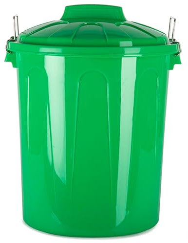 AC - Cubo de Basura con asa metálica 100L - Cubo basura para exterior e interior - Cubo de almacenaje - Fabricado en plástico Resistente. - Ideal para el hogar, trabajo, hostelería, etc. Color Verde.