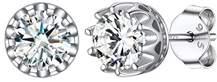 Clou d Oreilles Diamant Femme 5 mm Rond Mariage Petit Boucle Oreille Mini Argent 925 Zirconium Pierre Blanc avril Cadeau Fille 18 ans Maman Fêtes des Mères Amour Mignon Bijou Souvenir Noël Valentin