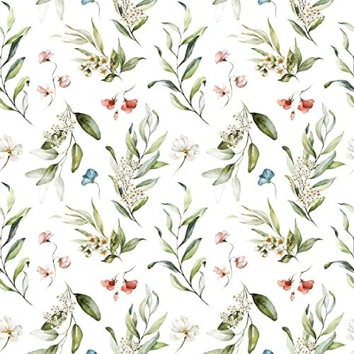 decomonkey Fototapete | Tapetenrolle 10 m Tapete Vliestapete Deko Panel Modern Design Wanddeko Wandtapete Wohnzimmer Schlafzimmer | Art Deco Grün WeiÃŸ Pflanzen Blumen Laub Blätter