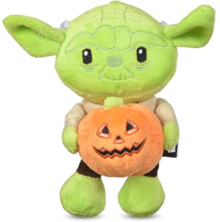 STAR WARS Halloween Yoda Kürbis 15.2 cm Quietschendes Plüschtier,Hundespielzeug,Yoda Hundespielzeug,Halloween Haustier Spielzeug, Hund Plüschspielzeug, Hund Halloween Spielzeug