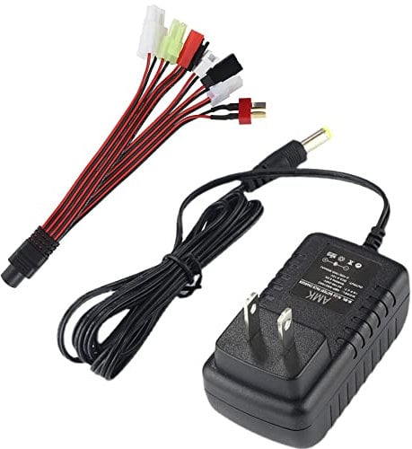 AMK Smart RC Car Battery Charger for 2.4V-12V NiMH/NiCd Battery Packs, 8 Different RC Charging Plugs, 10H Charge Time, 12V Output