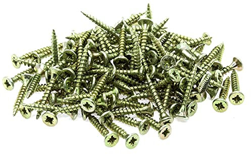 Lot de 100 petites vis à bois à tête fraisée en acier jaune 2,5 x 10 mm