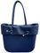 Tasche O große blaue Tasche mit langem Griff mit Tasche und blauem Kunstlederrand, blau, 31x39x14cm