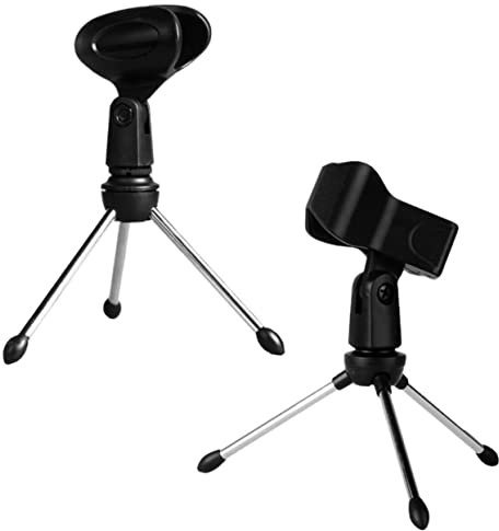 Milisten 2pcs Foldable Desktop Mic Stand Tripod Holder Black Plastic & Aluminium