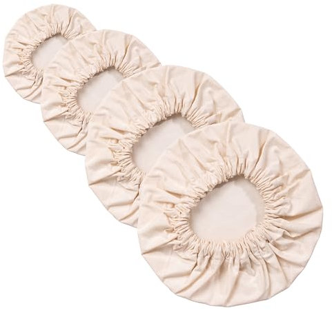 Hell Blues Set of 4 Linen Food Bowl Storage Cover ~ Stretchable Dish Covers Can Lids, Fruit Vegetable Meat Preservation Fresh Keeping Cover | Organic and Washable