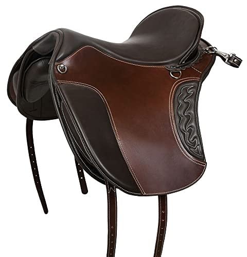 A&M Reitsport Baumloser Wanderreit Sattel 1125 Braun, mit weißen Nähten, Größe:17 Zoll