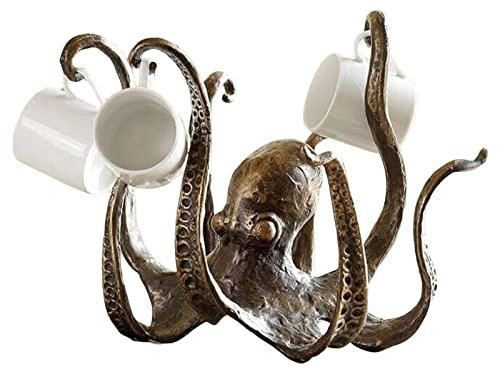 Bexdug Portabicchieri Polpo - Porta tazzine da caffè Espresso | Topper da Tavolo in Resina Stile Vintage con Polpo, Statua, Ornamento, Polpo, Scultura Artigianale