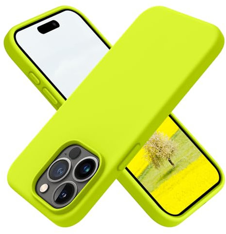 OTOFLY Compatible with iPhone 15 Pro Max Case, Silicone Shockproof Slim Thin Phone Case for iPhone 15 Pro Max (6.7 inch), (Fluorescent Green)