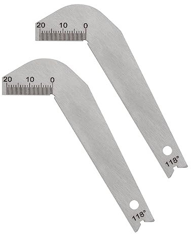 sourcing map 2pcs Drill Bit Angle Gauges 118 Degree Drill Sharpening Gauge Stainless Steel Angle Measuring Gage