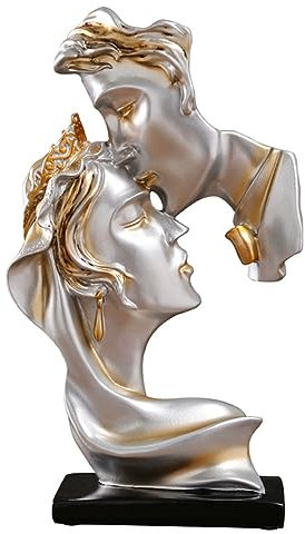 JXCBXJ Pärchen-Statue,Skulptur Deko,Abstrakte Kunst Paar Skulptur Heimdekoration Harz Statue Dekoration Romantische Statue FüR Die Dekoration Von Wohnzimmer, Bar, Zimmer, BüRo. (Grau)