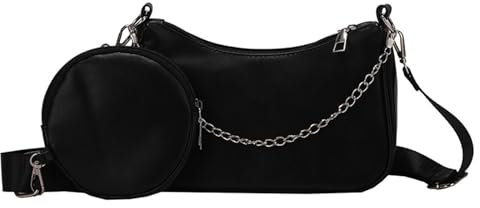 LQSCJS Umhängetasche Damen Handtasche, Umhängetasche Tasche, y2k Shoulder Bag, 90er Jahre Umhängetasche Damen, Handtasche Vintage für Frauen Dating Reisen Party Einkaufe (Schwarz-1)