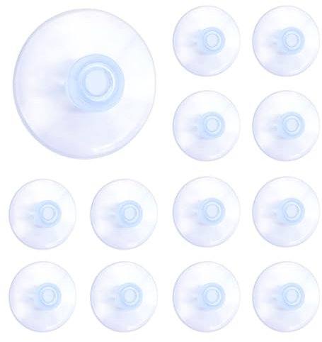 Mebamce 12 ventosas de vidrio con ventosa de 40 mm, almohadillas de plástico PVC transparente sin ganchos, soporte de succión adhesivo extra fuerte para el hogar, cocina y baño, ventana, puerta de