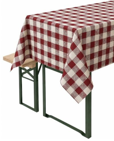 texpot Tischdecke 140 x 280 cm Rubin-weiß kariert Baumwolle 2 cm Karo