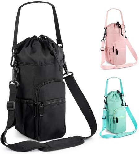FXTBE Porte-bouteille d'eau avec sangle de 946 ml, 1200 ml, 40 ml, 40 ml, 1800 ml avec sangle, sac isotherme pour bouteille d'eau avec poche pour téléphone, sac à bandoulière pour accessoires de