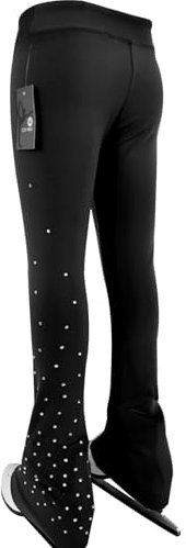 LIUHUO Pantaloni da Pattinaggio su Ghiaccio per Ragazze, Traspiranti, Leggings da Donna, con Elastico in Vita, Comodi, Nero, S