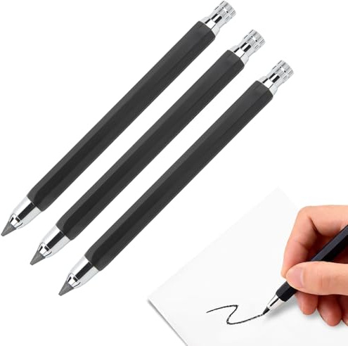3 Pièces 5,6 mm Porte-crayon Mécanique Porte-crayon Charpentier, Ensemble De Marqueurs D'outils De Traçage, Crayon Mécanique Automatique En Graphite Marqueur Métallique Rond Crayon (3 Pièces Noires)