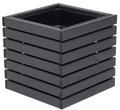 HOMERZO Pflanzkübel Holz – imprägniert wetterfest – mit herausnehmbarem Kunststoffeinsatz – Pflanztopf Blumenkasten für Balkon Garten Terrasse (Horizontal-anthrazit 36x36 H35 cm)