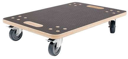 PUSHUPER Möbelroller – Robuster Transportroller aus Sperrholz, 200kg (Dunkel 200kg 2-Bremsen, 60 x 40 cm)