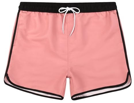 MADHERO Costume da bagno da uomo, 12,7 cm, ad asciugatura rapida, con fodera in rete, pantaloncini da spiaggia, Rosa chiaro, Medium