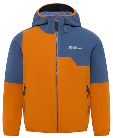 Jack Wolfskin Unisex Kinder Turbulence Hooded Jkt Softshelljacke, Soft Amber, 140 EU