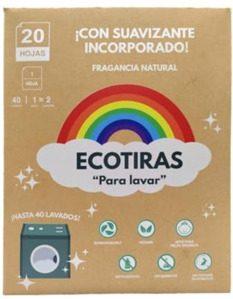Detergente en Tiras Ecológicas para Lavadora con Suavizante Natural Incorporado - Hasta 40 Lavados, Sin Químicos, Apto para Bebés, Embarazadas y Piel Sensible, Ideal para Lavado a Mano o Máquina.