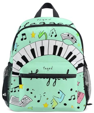 Wzzzsun Cartoon Musical Italien Klavier Kinderrucksack Rucksack Schulrucksack für Kinder Mädchen Jungen Tasche Schulranzen für Kindergarten Schule Backpack