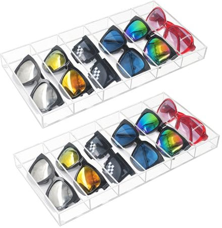 Acrylic Sunglasses Organizer Storage Tray, Clear Eyeglass Case Storage with 6 Slots for Multiple Glasses (1 Pack)