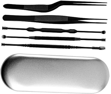 FOMIYES 6stücke Teiliges Set Mit Doppelendigen Ohrpickern Und Pinzette Tragbar Für Zuhause Und Reisen Schwarz Zufällige Boxfarbe