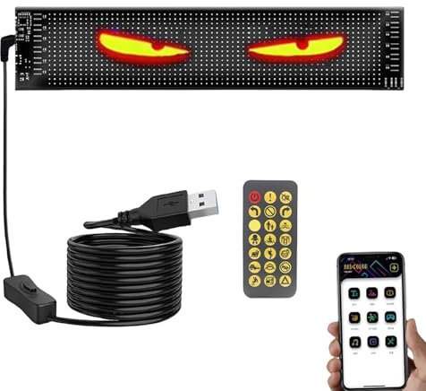 Teufelsaugen-Licht Für Autos,Programmierbares Flex-Auto-LED-Display,RGB Wasserdichtes Teufelsauge,Auto-Scheinwerfer,Flexibler LED-Display,gesteuert Durch Handy,für Auto,LKW,Fenster (9x37cm)