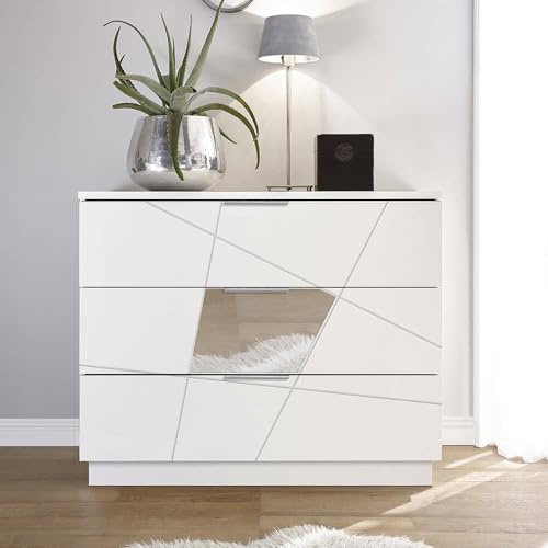 Dmora - Kommode Mezzola, Mehrzweckkommode, Schlafzimmerkommode, Schrank mit Schubladen, Made in Italy, 104x45 h85 cm, Weiß