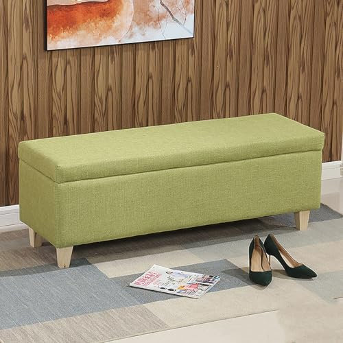 Storage Ottoman Bench with Cushioned Seat for Bedroom and Living Room Shoe Bench with Lift Top and End of Bed Storage Hallway Bench for Extra Storage and Seating