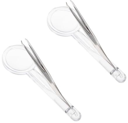 minkissy 1 Satz Pinzette Lupe Pinzette Zum Zupfen Der Augenbrauen Make-up-wimpernpinzette Lupe Mit Pinzette Leichte Lupe Vergrößernde Pinzette Werkzeuge Für Laborpinzette Metall Weiß 2st