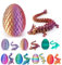 3D Dragon Egg, Articulated Crystal Dragon Egg, Flexible Joints Fidget Toy, Home Office Decor Executive Desk Toys for Kids Adults (Rose red, big)