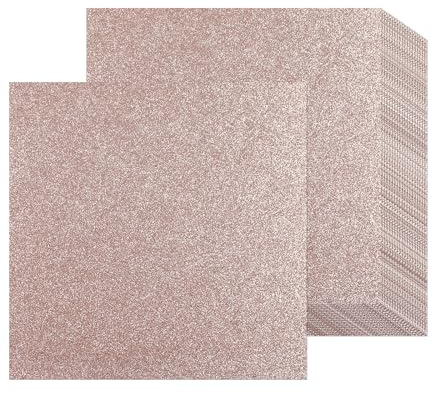 Lot de 12 feuilles de papier cartonné à paillettes or rose 30 x 30 cm, papier cartonné épais à paillettes 250 g/m² pour scrapbooking, projet artistique, cartes de vœux, mariage, décoration de fête