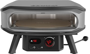Cozze® ROTATE Pizza Oven Eléctrica 17, con piedra giratoria, regulador y 2 m, toma de 230 V, perfecto para pizzas crujientes