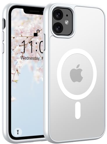 Andwing Matt Hülle für iPhone 11 Transparent | [Kompatibel mit MagSafe], Militärstandard FallSchutz Handyhülle Mattierte Durchscheinende Rückseite Schutzhülle
