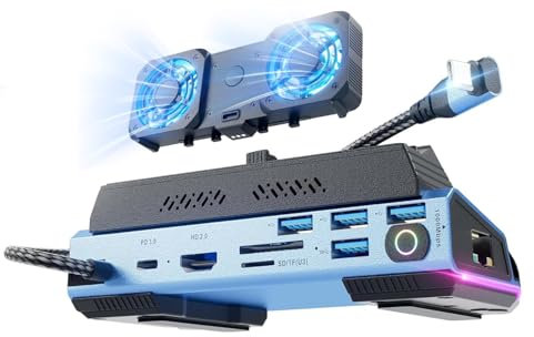9 in 1 Dockingstation für Dampfdeck, ROG Ally X, Legion GO, HDMI 4K@60Hz, 1 Gbit/S Ethernet, 4 USB -Anschlüsse. 100W PD -Ladung, mit Kühllüfter