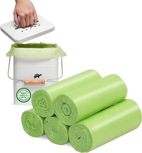 Food Waste Small Bin Bags: 3-6 Litre Compostable Caddy Bin Liners 120 Count Biodegradable Green Can Liner Compost Pedal Rubbish Bag for Kitchen Bathroom Toilet Office