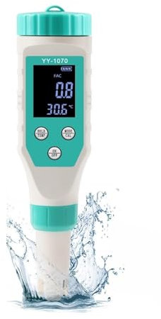 TDS Meter, Testeur numérique de qualité de l'eau de piscine PH/chlore/ORP/EC/TDS/salinité/température/FAC, testeur de PH for piscine, Aquarium, Spa hydroponique,pour eau potable, piscine, spa ou labo