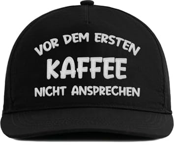 tshirtladen bestickte Cap Vor dem ersten Kaffee Nicht ansprechen Unisex | Bestickte Cap mit Vor dem ersten Kaffee nicht ansprechen, aus Polyacryl Wolle Mix, mit Snapback Verschluss, One Size, Unisex