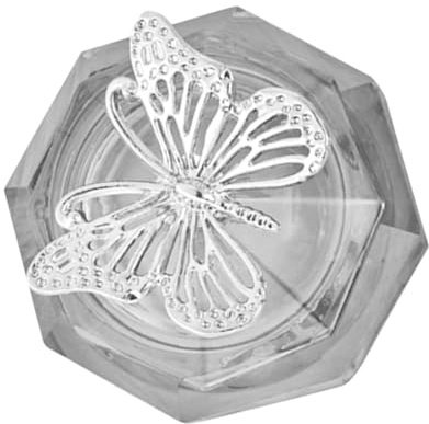 PACKOVE Coupe à Manucure Cristal Avec Couvercle Métallique Forme Octogonale Gris Nuit Foncé Anti-éclaboussures Pour Accessoires Nail Art Onglerie