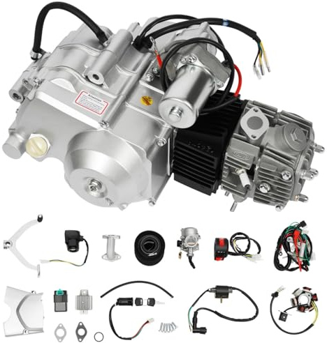 CHIMHOON 125cc 4-Takt Engine Motor Kit, Semi Auto Electric Start 3+1 Reverse, Halbautomatisch Luftgekühlt Motor, 3+1 Reversiert Motocross Bike, für ATV Go-Kart Dirt Bike Motorcycle